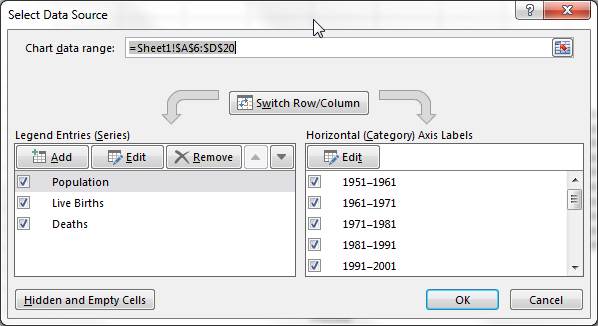 Excel Gegevensbereik Naam Gegevensreeks