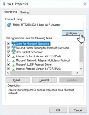 Hoe u wifi uitschakelt bij het aansluiten van Ethernet in Windows 10 Wifi-eigenschappen