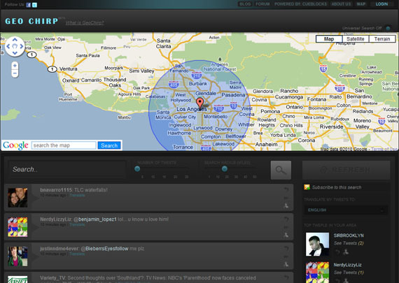 Twitter- en Google Maps-mashups