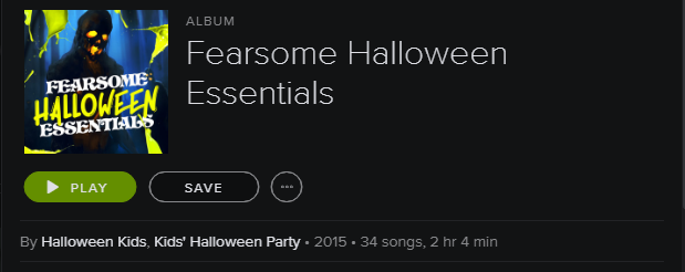 Spotify-afspeellijst - Fearsome Halloween Essentials