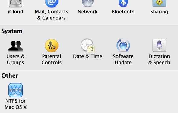 Paragon NTFS voor Mac OS X Bekijk systeemvoorkeuren xn