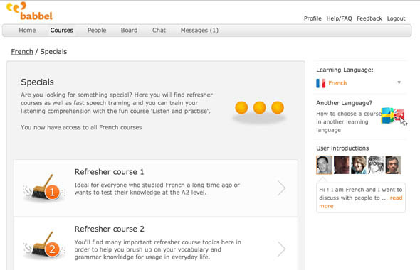 Babbel: een interactieve tool voor opfriscursussen voor beginnende taalkundigen