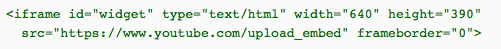 YouTube upload widget