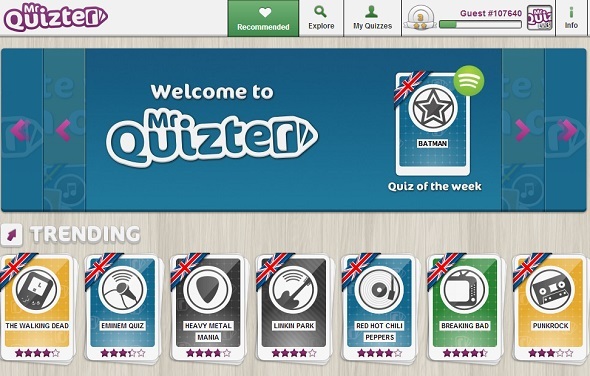 Test uw muziekkennis met de Mr.Quizter Spotify App mr quizter homepage