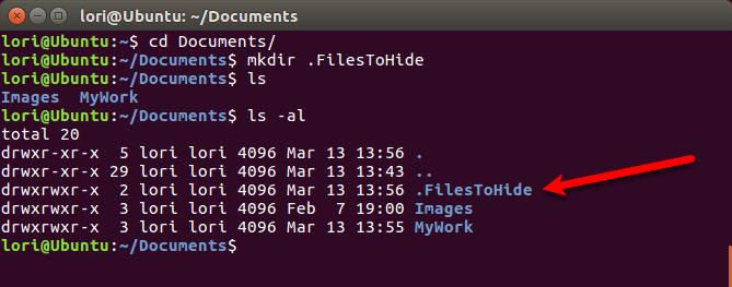 Maak een nieuwe verborgen map met behulp van de Terminal in Linux