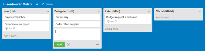 Prioriteit toekennen aan taken met het Eisenhower Matrix Productivity System trello eisenhower matrix levert