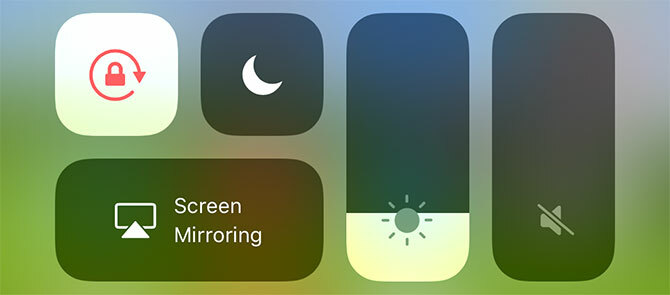 Schermopties van iOS Control Center