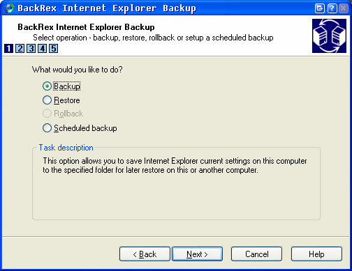 Back-up en herstel uw browserinstellingen in Internet Explorer, dwz back-up 1