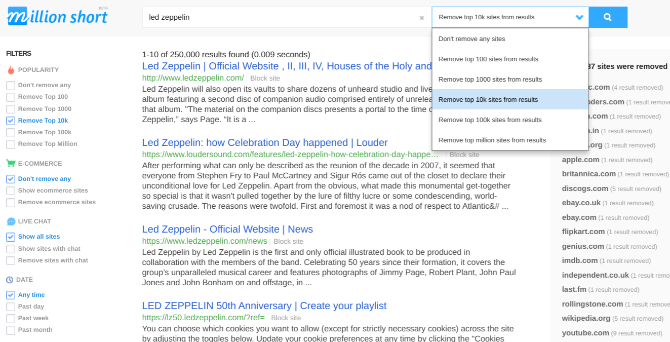 Million Short verwijdert de meest populaire websites uit zoekresultaten om nieuwe en onontdekte webpagina's te vinden
