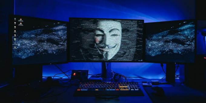 gehackte monitoren die regels code weergeven