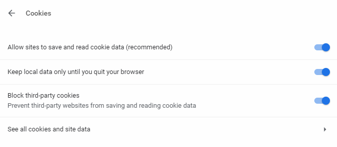 Chrome zet cookies uit