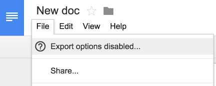 Exportopties uitgeschakeld in Google Drive