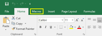 Excel macro's tabblad