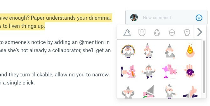 Dropbox Paper-opmerkingen en -stickers