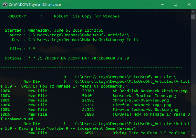 Robocopy Windows-voorbeeld