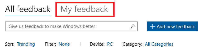 windows 10 feedback hub mijn feedback