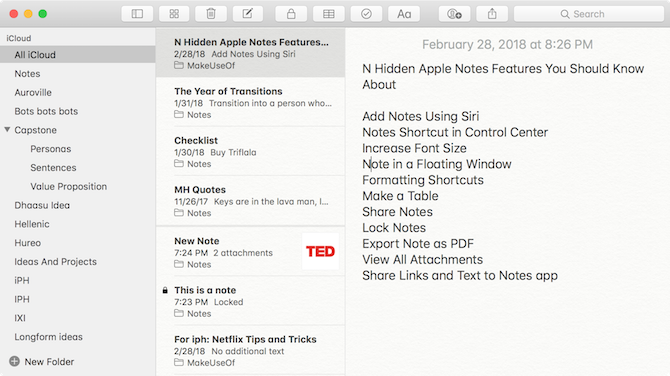 Apple Notes-functies - Lettergrootte