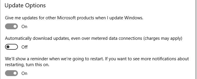 Windows 10 update-opties