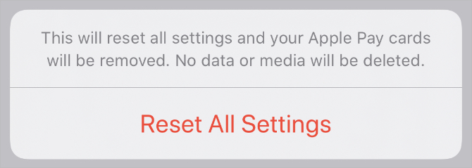 Reset alle instellingen iPhone-bevestiging