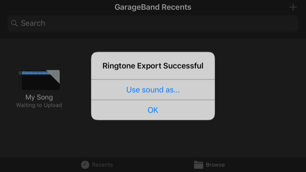 Exporteren GarageBand-app voltooid