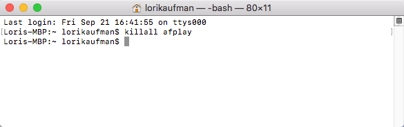 Voer de killall-opdracht uit voor afplay op Mac