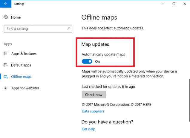 kaarten instellingen offline update windows 10