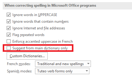 Spelling en grammatica Check in Microsoft Word ms word dictionary main