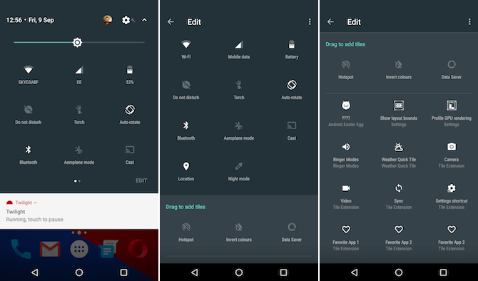 Android Nougat Quick Access Bar Bewerken en reorganiseren