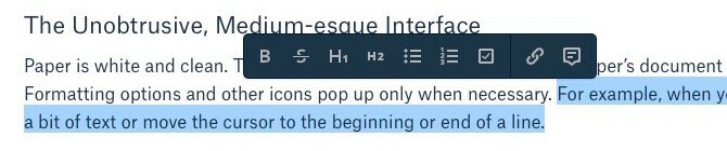 Screenshot van Dropbox Paper Formatting Toolbar
