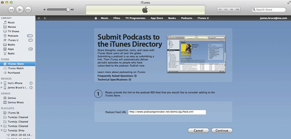 podcast publiceren naar itunes