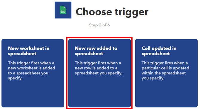 ifttt nieuwe rijtrigger