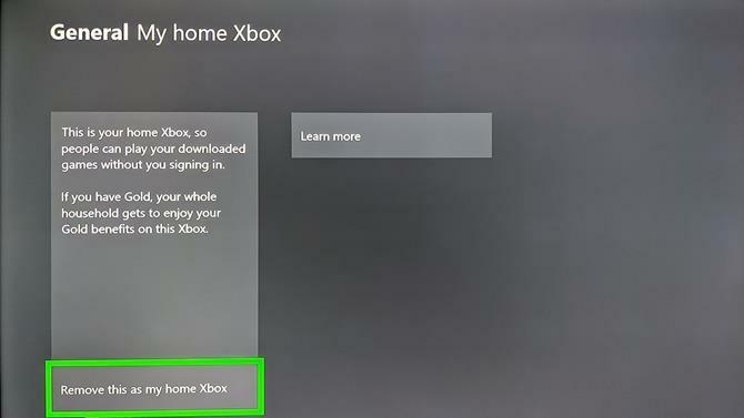 Xbox One Home Xbox-instelling