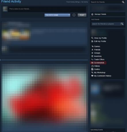 Menuscherm van Steam-account