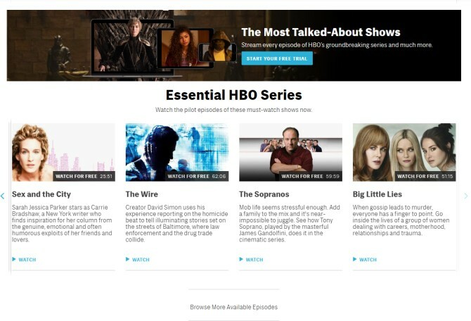Bekijk gratis afleveringen HBO-website