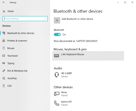 Bluetooth-instellingen Windows 10