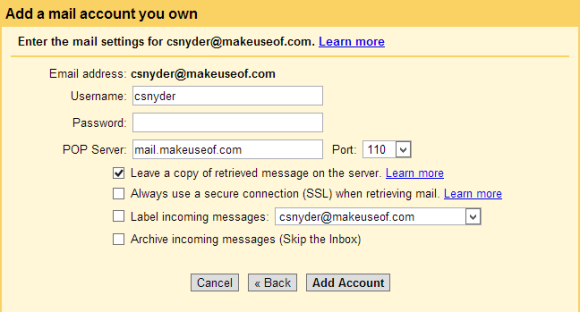 Gmail pop e-mail