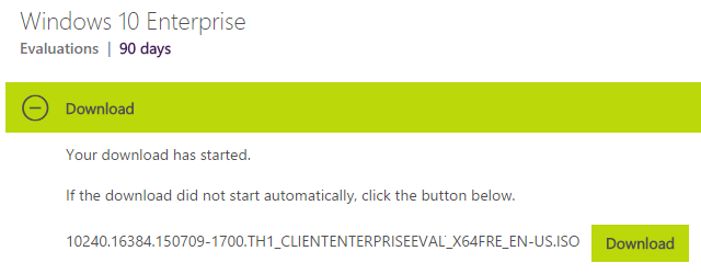Windows 10 Enterprise Evaluation Copy