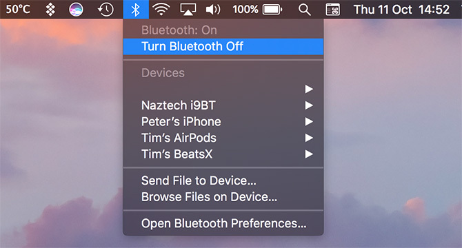 Schakel Bluetooth Mac uit