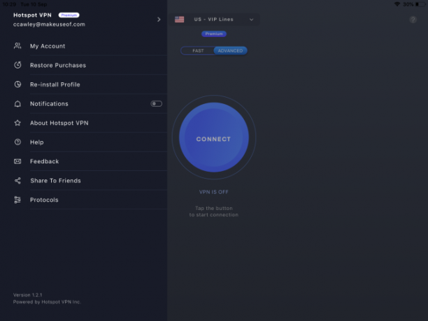 De Hotspot VPN iPad-app