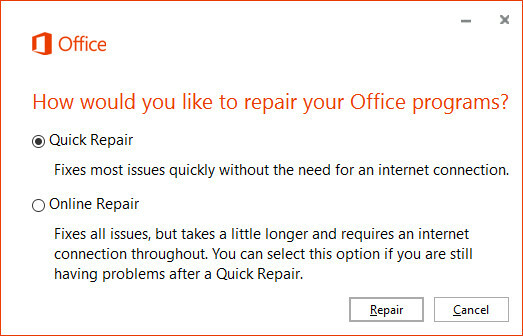 Quick Repair Wizard voor Microsoft Office