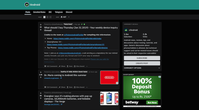 De Android Subreddit