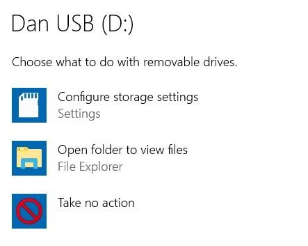 standaardopties usb windows 10