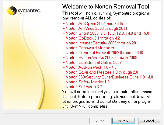 Norton of McAfee volledig van uw computer verwijderen Nortonremovaltool