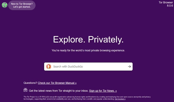 Tor Private Browser DuckDuckGo-zoekmachine