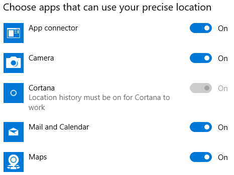 Windows 10 apps locatiediensten