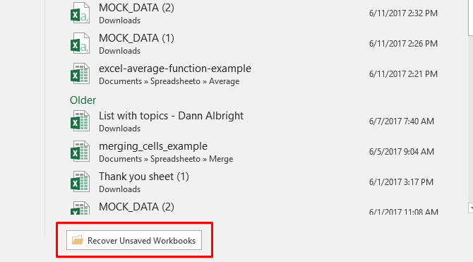 herstel niet-opgeslagen werkmappen excel