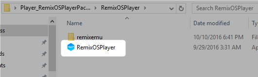 Voer de ZIP-map voor Remix OS Player uit