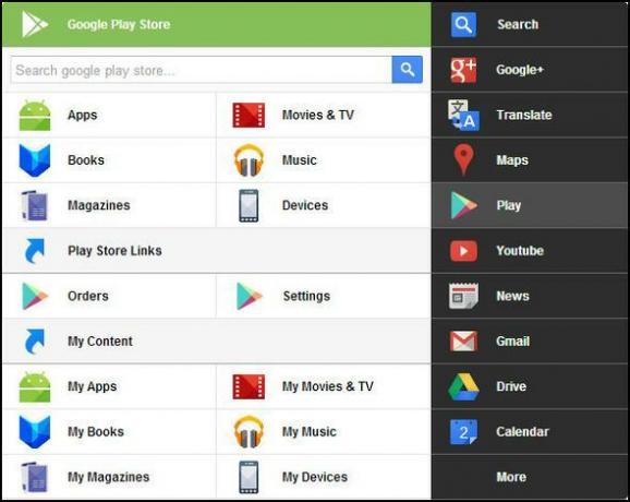 Zwart menu: toegang tot alle Google-services in één menu [Chrome] Play Store