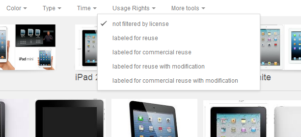 Vind juridische afbeeldingen op Google met een nieuw filter ipad cc