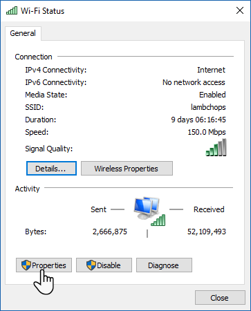 Wi-Fi uitschakelen bij het aansluiten van Ethernet in Windows 10 WiFi-status 1